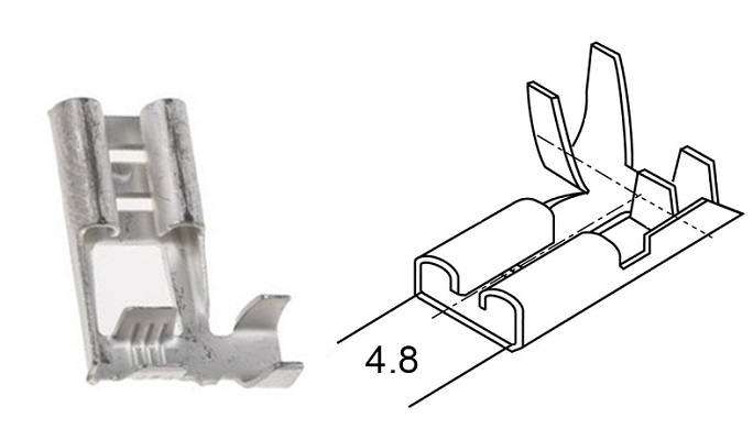 Faston 4.8 femmina 0.5-1.0 mmq non isolato lamellare angolo