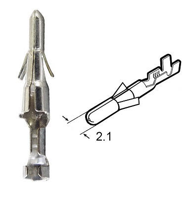Faston 2.1 maschio 0.5-1.5 mmq non isolato cilindrico con dentino