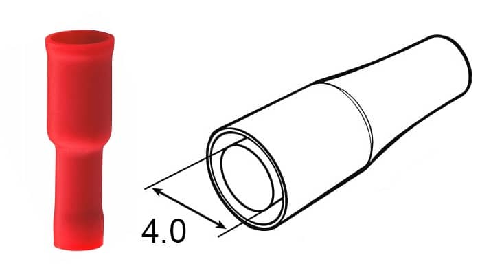 Faston 4.0 femmina 0.5-1.5 mmq isolato cilindrico rosso