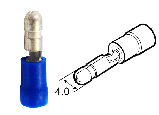 Faston 4.0 maschio 0.5-1.5 mmq pre-isolato cilindrico blu
