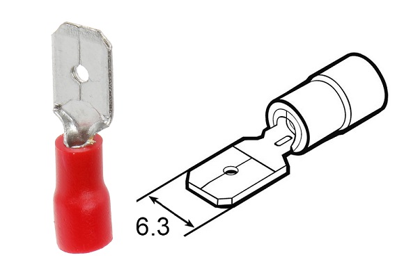 Faston 6.3 maschio 0.5-1.0 mmq pre-isolato lamellare rosso