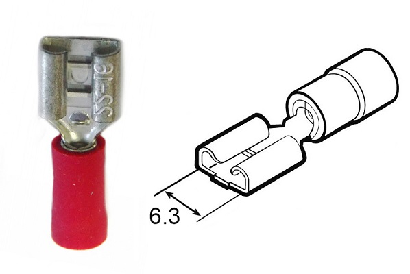 Faston 6.3 femmina 0.5-1.0 mmq pre-isolato lamellare rosso