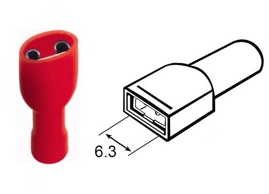Faston 6.3 femmina 0.5-1.0 mmq isolato lamellare rosso