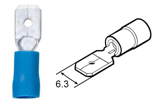 Faston 6.3 maschio 0.5-1.0 mmq pre-isolato lamellare blu