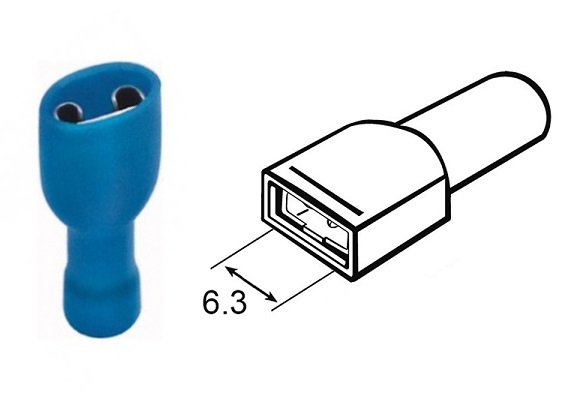 Faston 6.3 femmina 0.5-1.0 mmq isolato lamellare blu