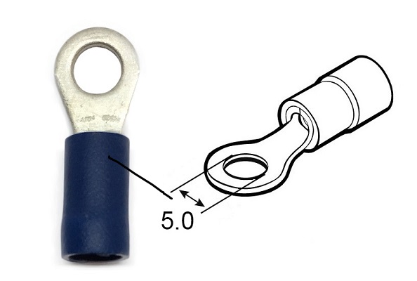 Occhiello d5.0 sez. 1.0-2.0 mmq pre-isolato blu