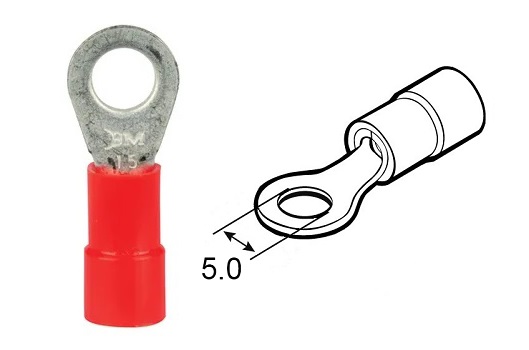 Occhiello d5.0 sez. 0.25-1.0 mmq pre-isolato rosso