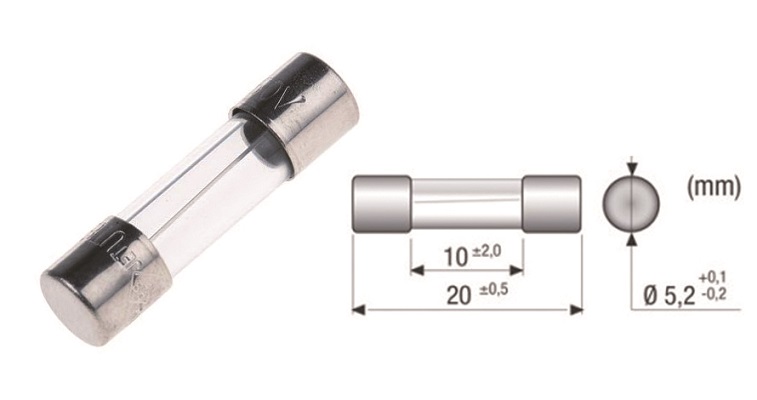 Fusibile 01a l20x5.2 cilindrico vetro