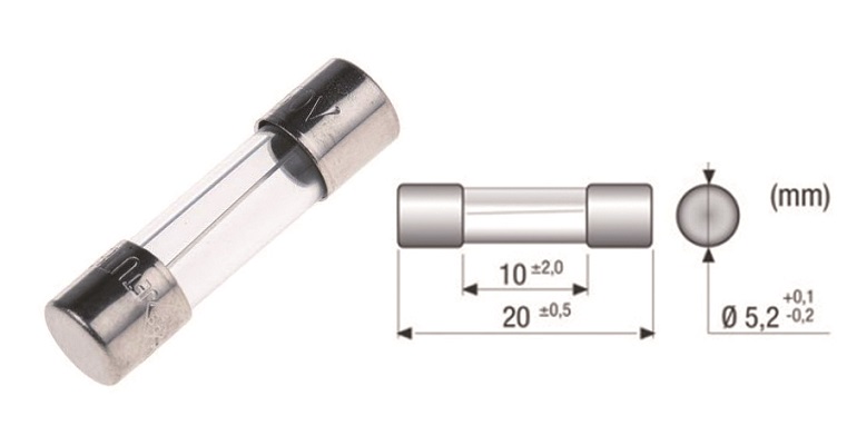 Fusibile 05a l20x5.2 cilindrico vetro