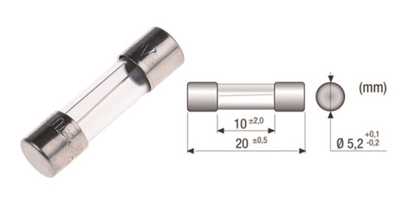 Fusibile 10a l20x5.2 cilindrico vetro