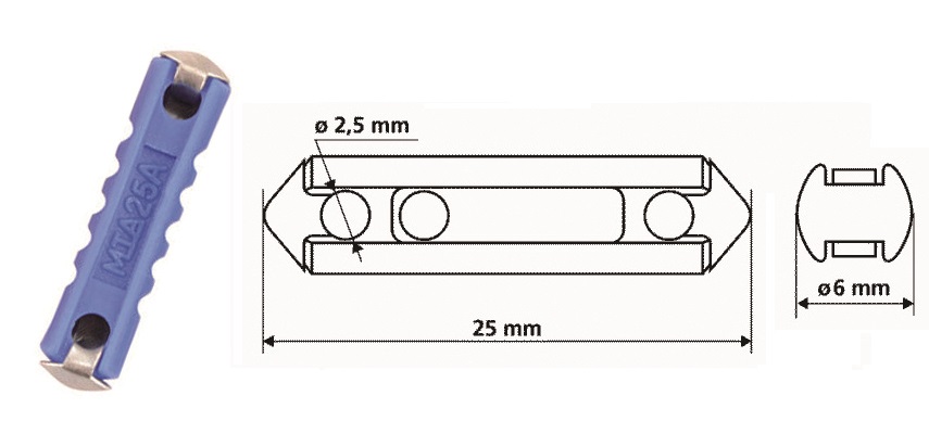Fusibile 25a siluro blu