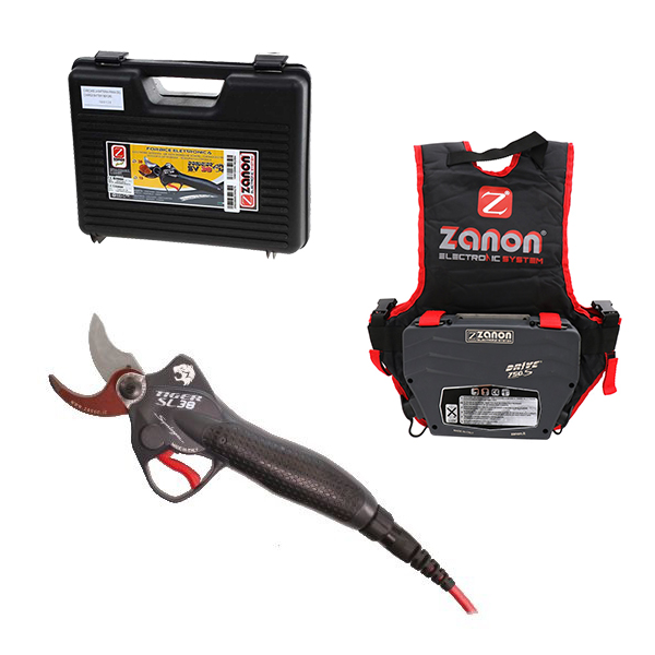 Forbice elettrica zanon tiger sl38 con batteria drive 750.s 6.4ah kit valigetta completa